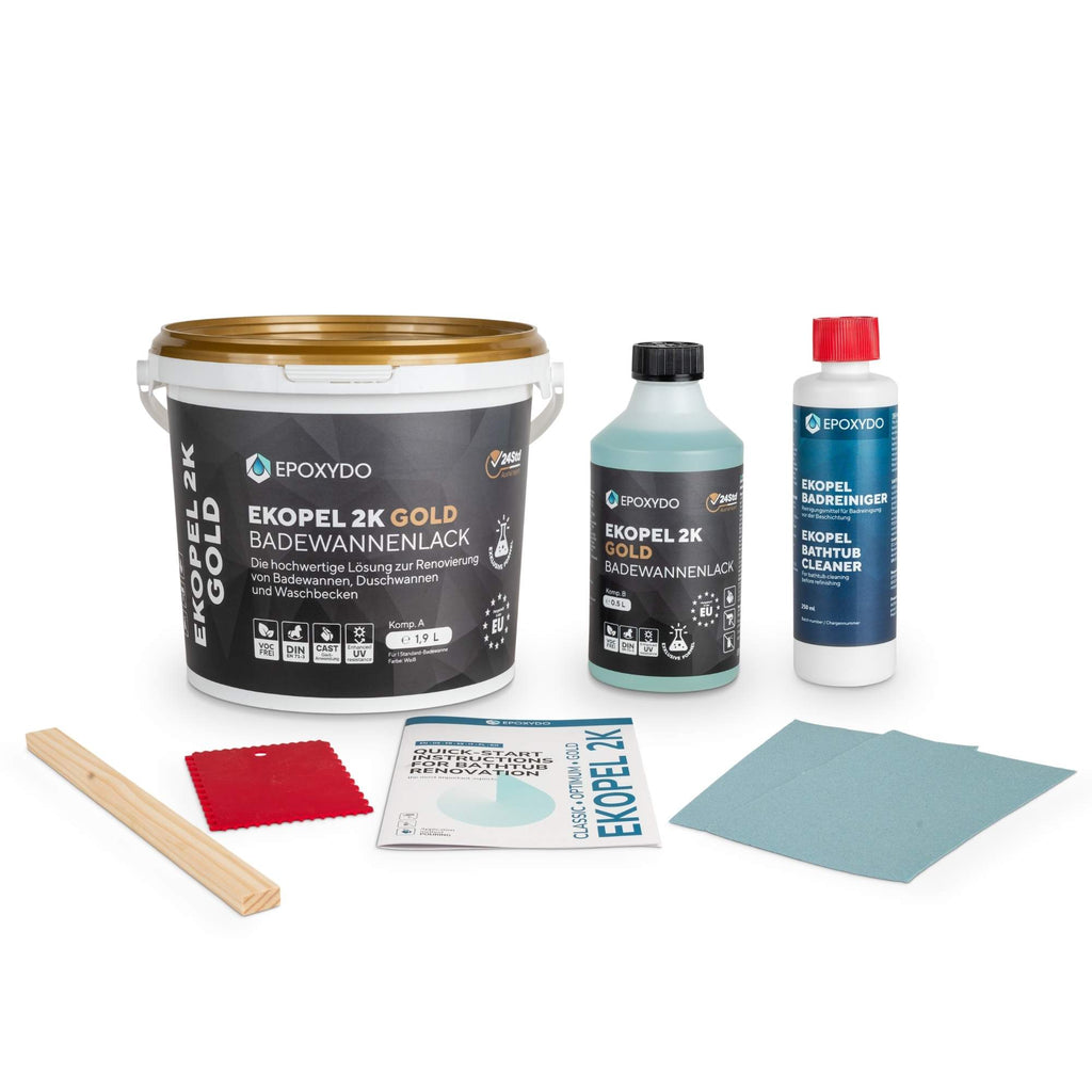 EKOPEL 2K-GOLD Badewannenbeschichtung - Premium-Komplettset für Heimwerker