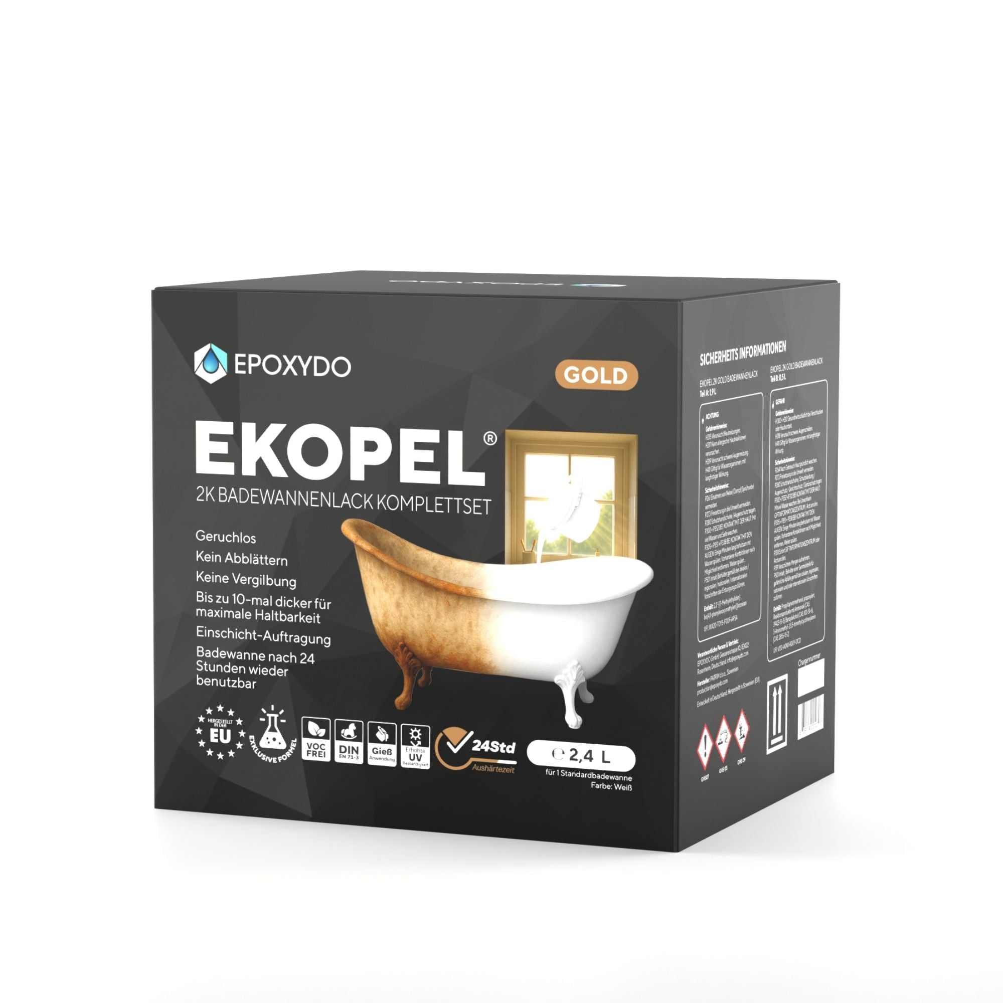 EKOPEL 2K-GOLD Badewannenbeschichtung - Premium-Komplettset für Heimwerker